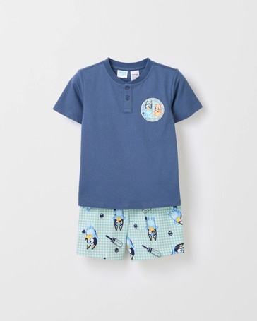 Bluey Younger Boys Henley Short Pyjama Set