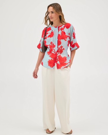 Preview Volume Tie Waist Blouse