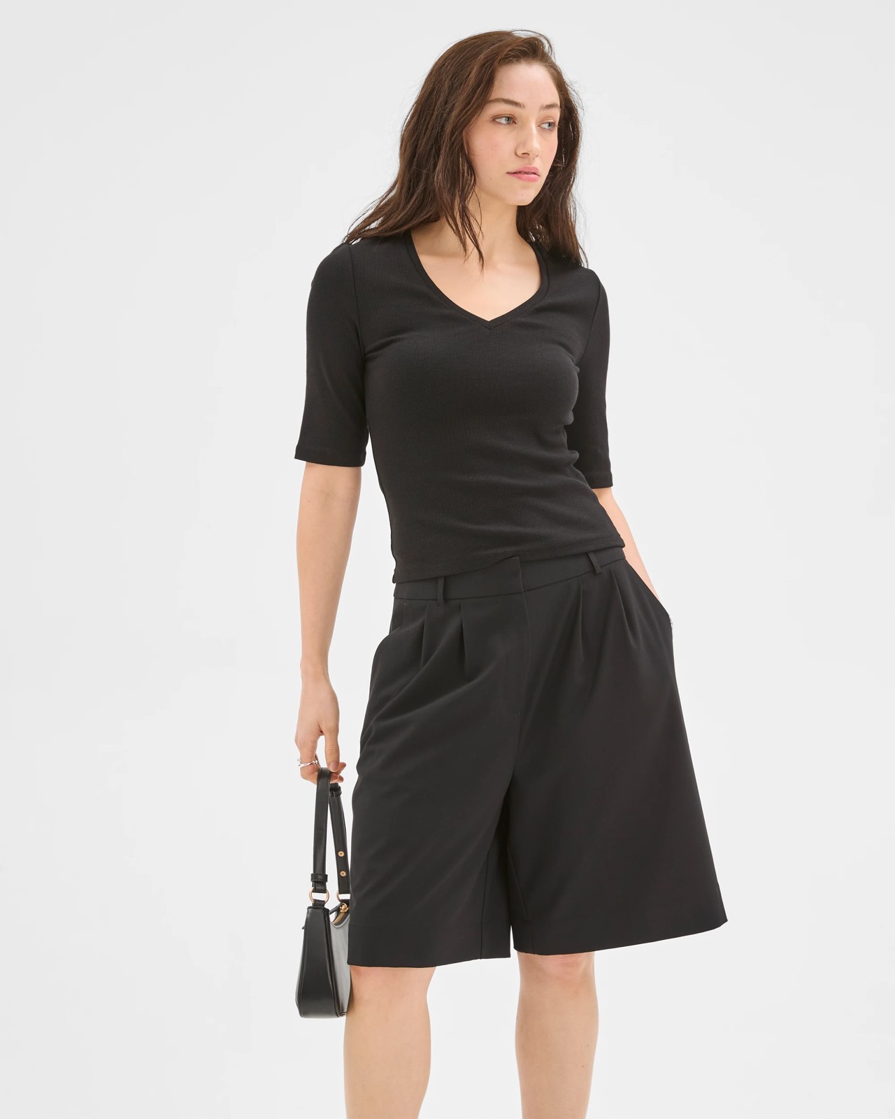Lily Loves V-Neck Elbow Sleeve T-Shirt - Black 3 of 5