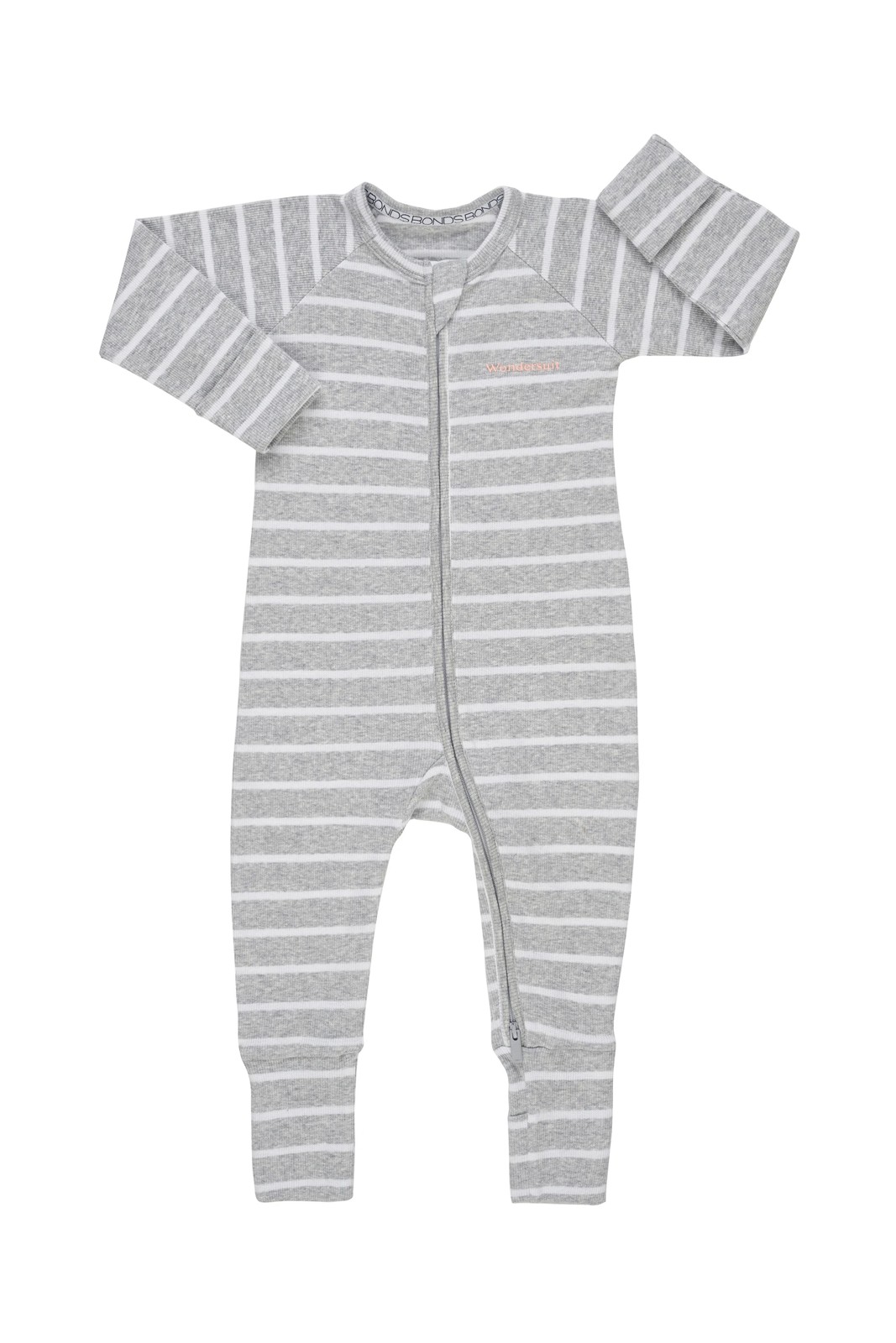 Baby Bonds Zip Wondersuit - Grey Striped 5 of 5