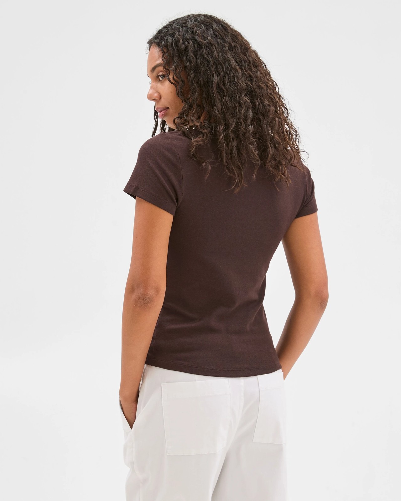 Australian Cotton Blend Stretch T-Shirt - Brunette 4 of 5