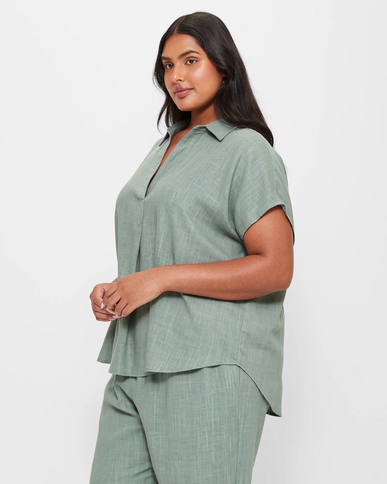 Womens linen best sale tops plus size