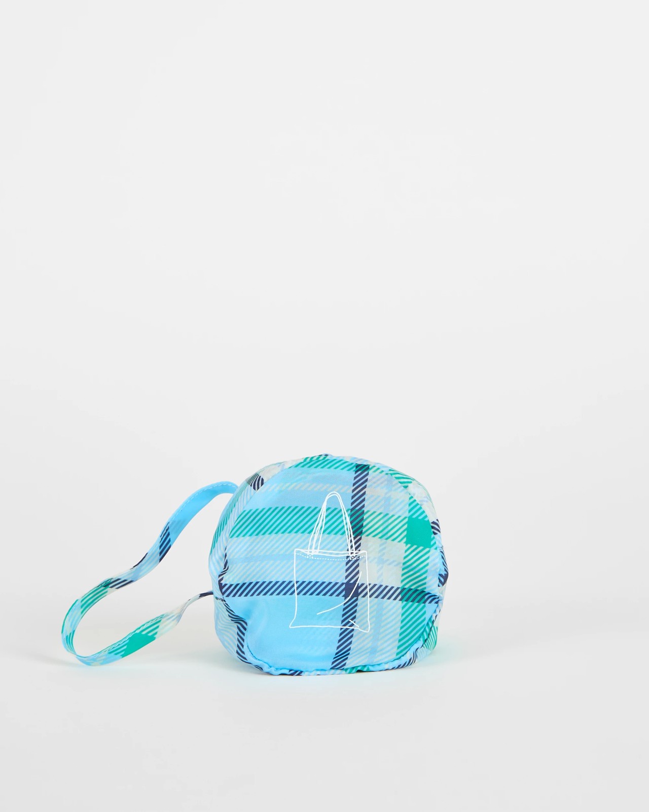 Fold Up Shopper Tote Bag - Blue Check 3 of 3