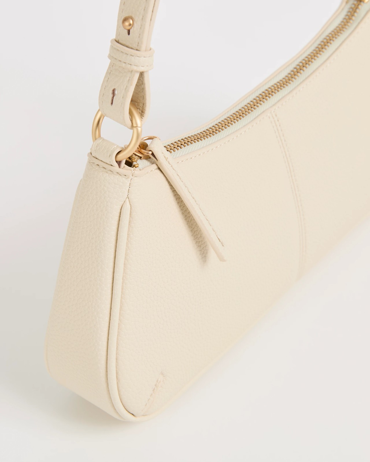Mini Seamed Pebble Shoulder Bag - Ecru 2 of 3