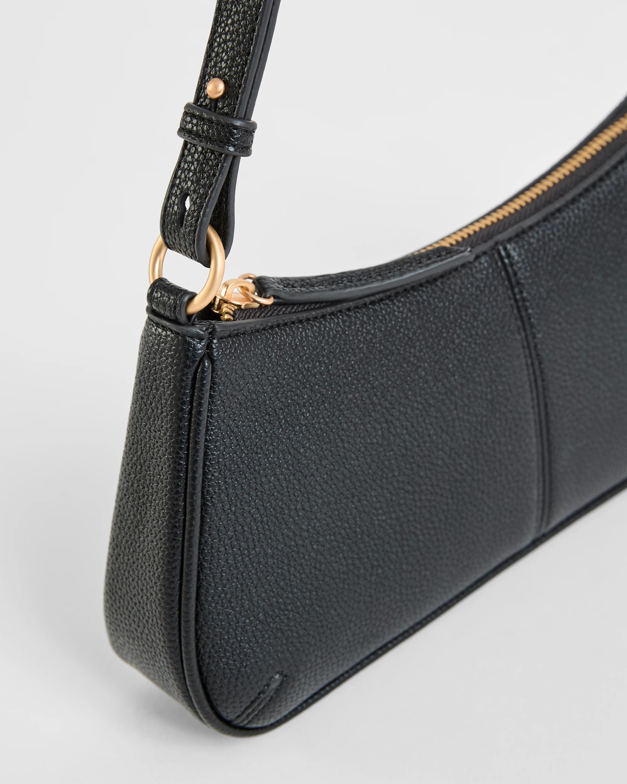Mini Seamed Pebble Shoulder Bag - Black 2 of 2