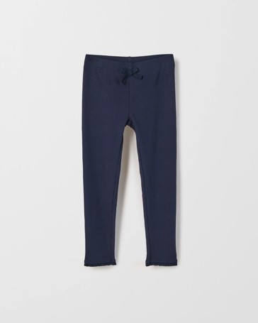 Australian Cotton Blend Bow Lace Rib Leggings