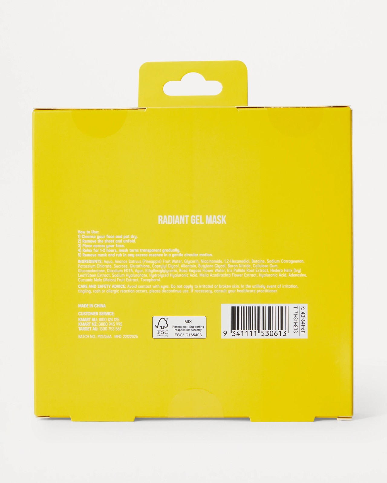 OXX Skincare 4 Pack Radiant Gel Masks - Pineapple Water - Niacinamide and Glutathione 4 of 4