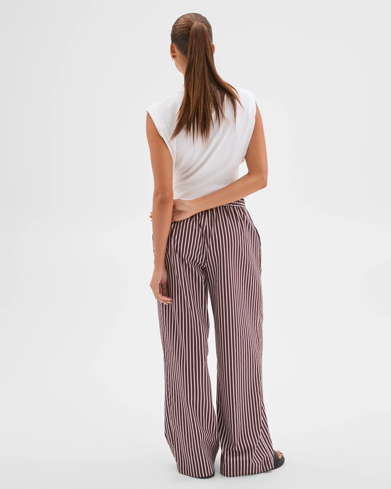 Lily Loves Australian Cotton Blend Poplin Striped Pants - Fudge Stripe 4 of 5