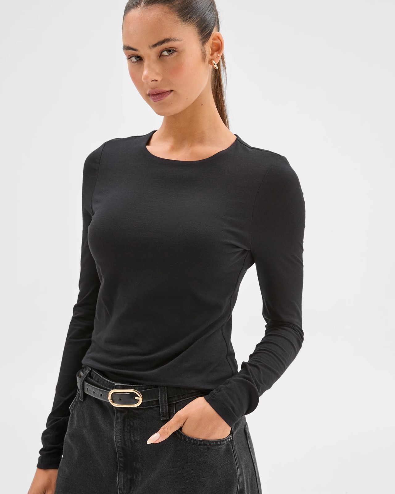 Lily Loves Australian Cotton Crew Neck Top - Black 4 of 5