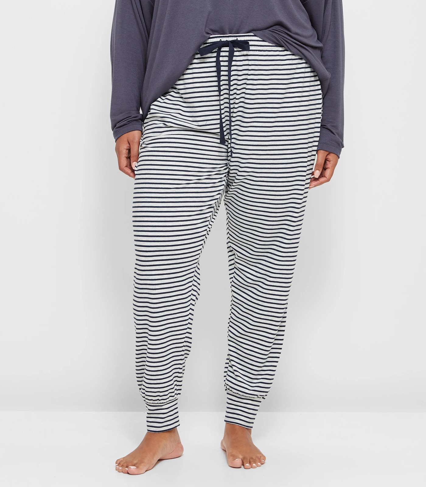 Organic Cotton Jersey Striped Sleep Joggers