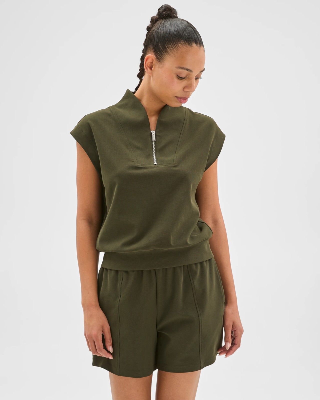 Active Sporty Pique Shorts - Dark Olive 2 of 5