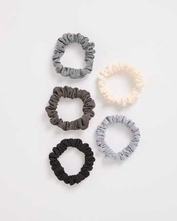 5 Pack Mini Textured Scrunchies