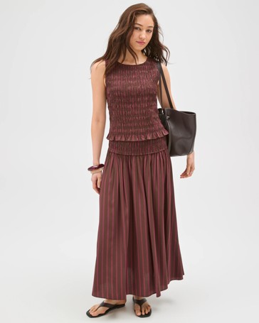 Lily Loves Shirred Waist Midi Skirt