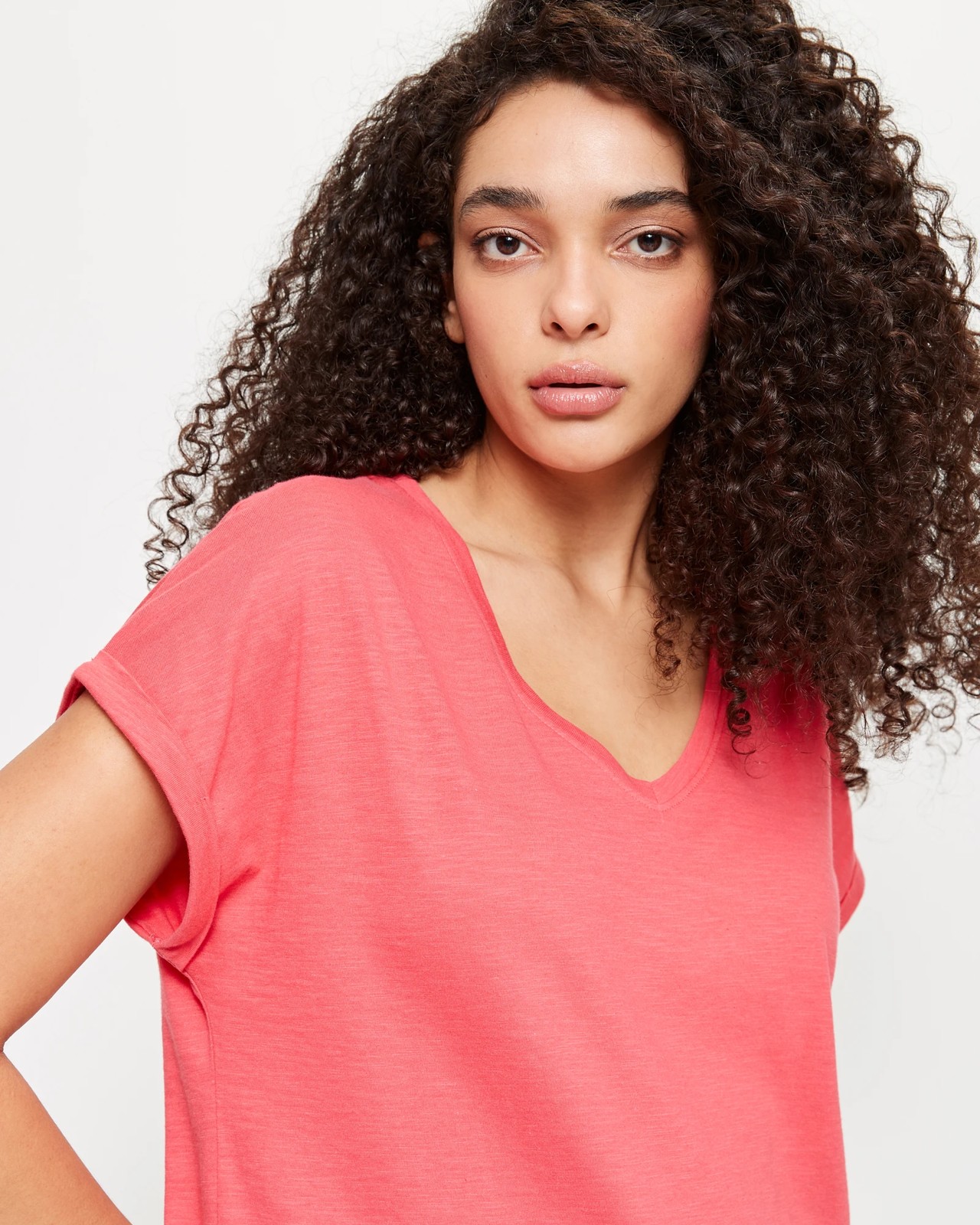 Australian Cotton Slub Slouchy V-Neck T-Shirt 3 of 5