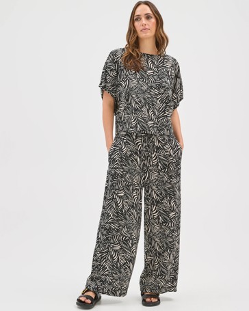 Print Tie Front Pants