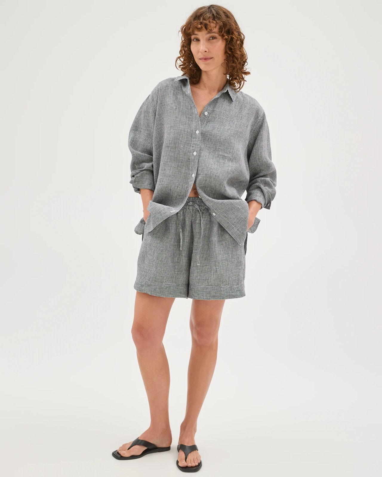 European Linen Long Sleeve Shirt - Gingham Mini 2 of 5