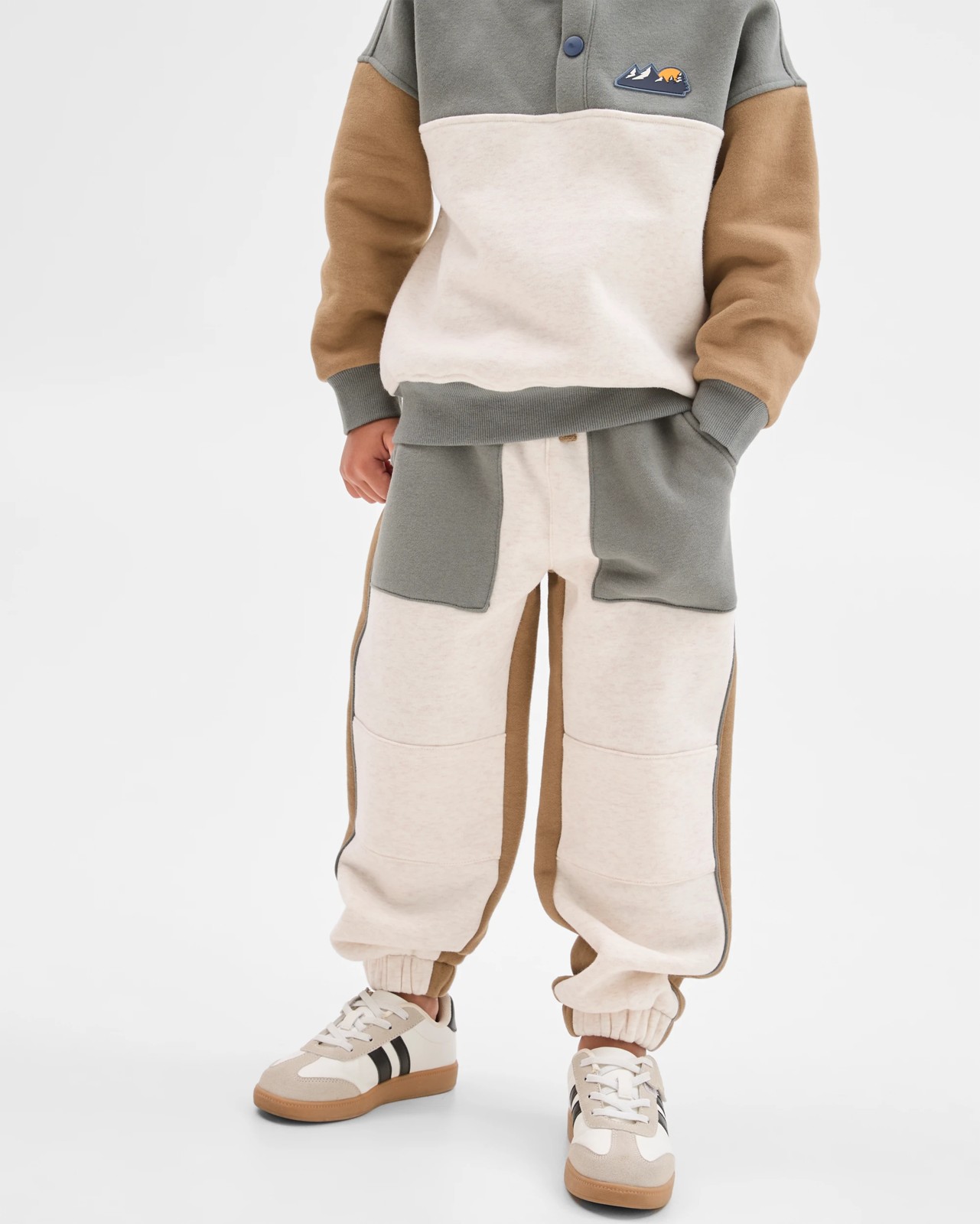 Australian Cotton Blend Hoodie and Trackpants Set - Green/Oat 4 of 6