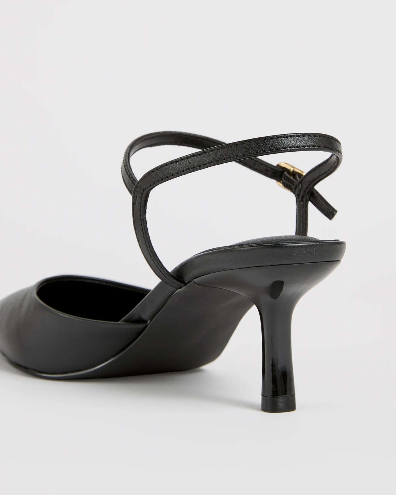 Genuine Suede Leather Point Toe Ankle Strap Heels - Black 3 of 3