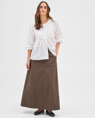 Australian Cotton Blend A-Line Maxi Skirt