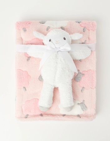 Snugtime Coral Fleece Blanket with Cuddly Toy