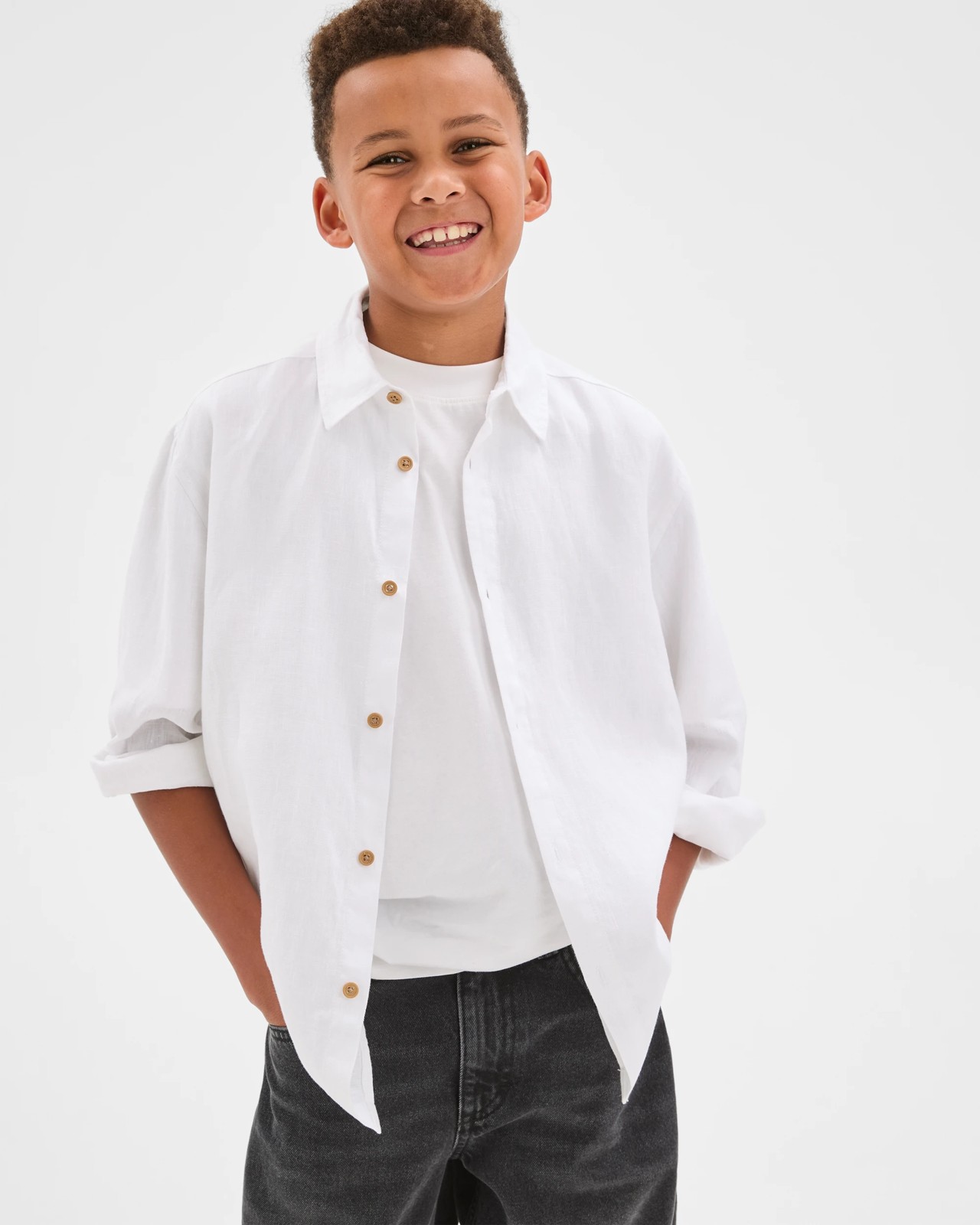 European Linen Long Sleeve Shirt - White 2 of 6