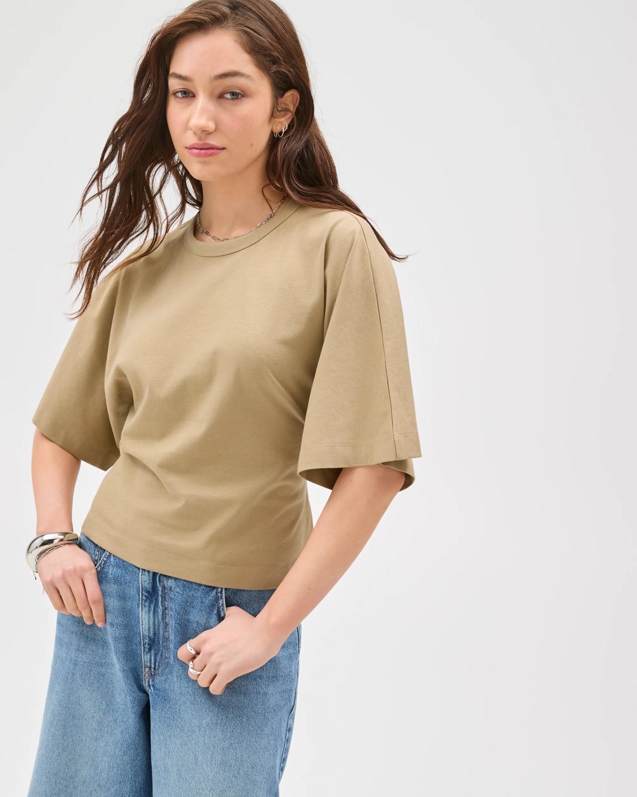 Lily Loves Australian Cotton Tie Detail T-Shirt - Crushed Leaf 3 of 6