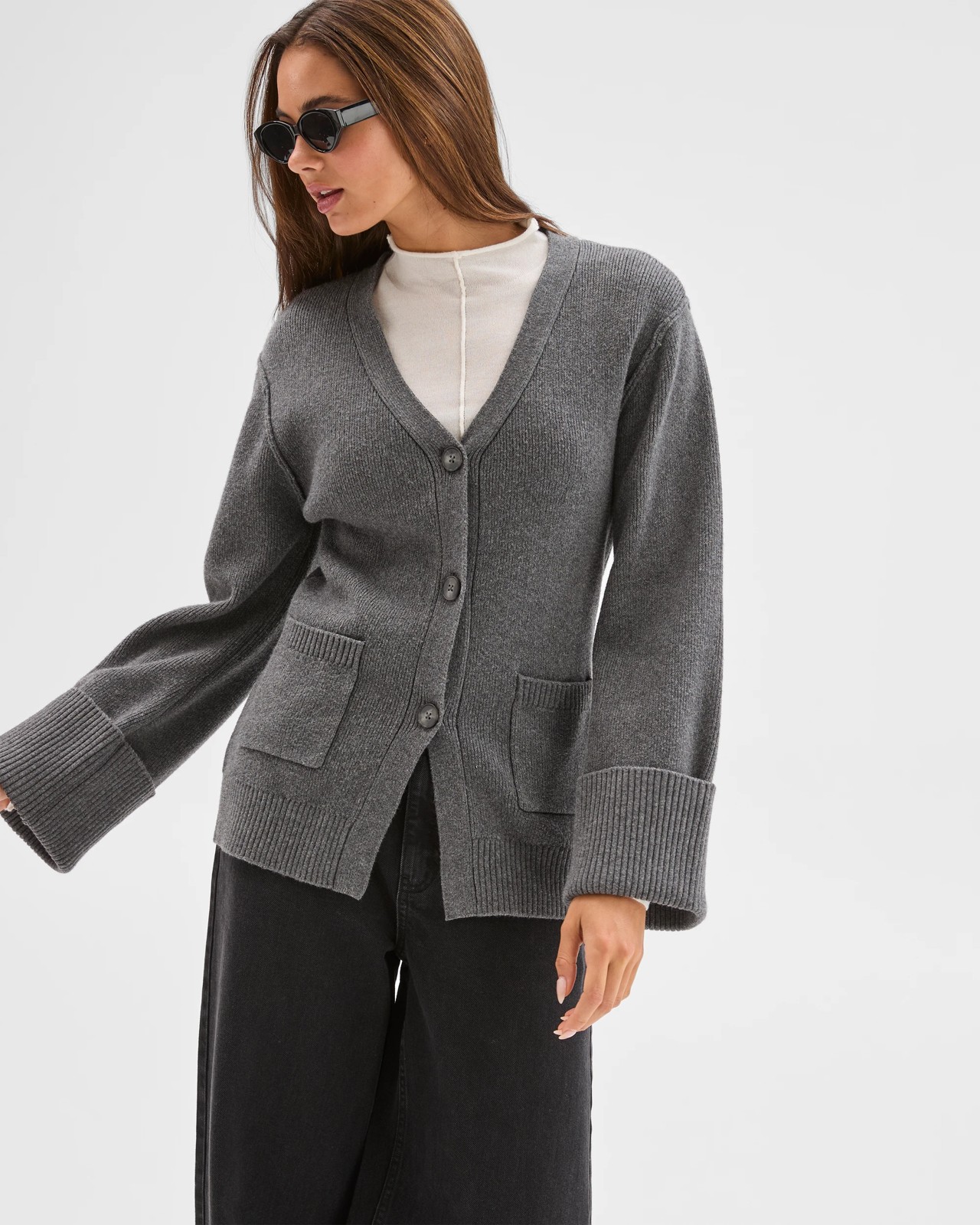 Lily Loves Australian Cotton Blend Longline Cardigan - Charcoal 4 of 6