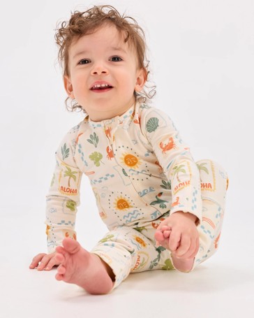 Baby Organic Cotton Zip Front Footless Coverall