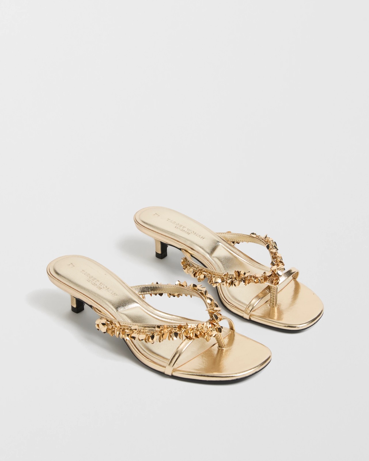 Penny Metal Tassel Trim Thong Low Heels - Gold 2 of 3