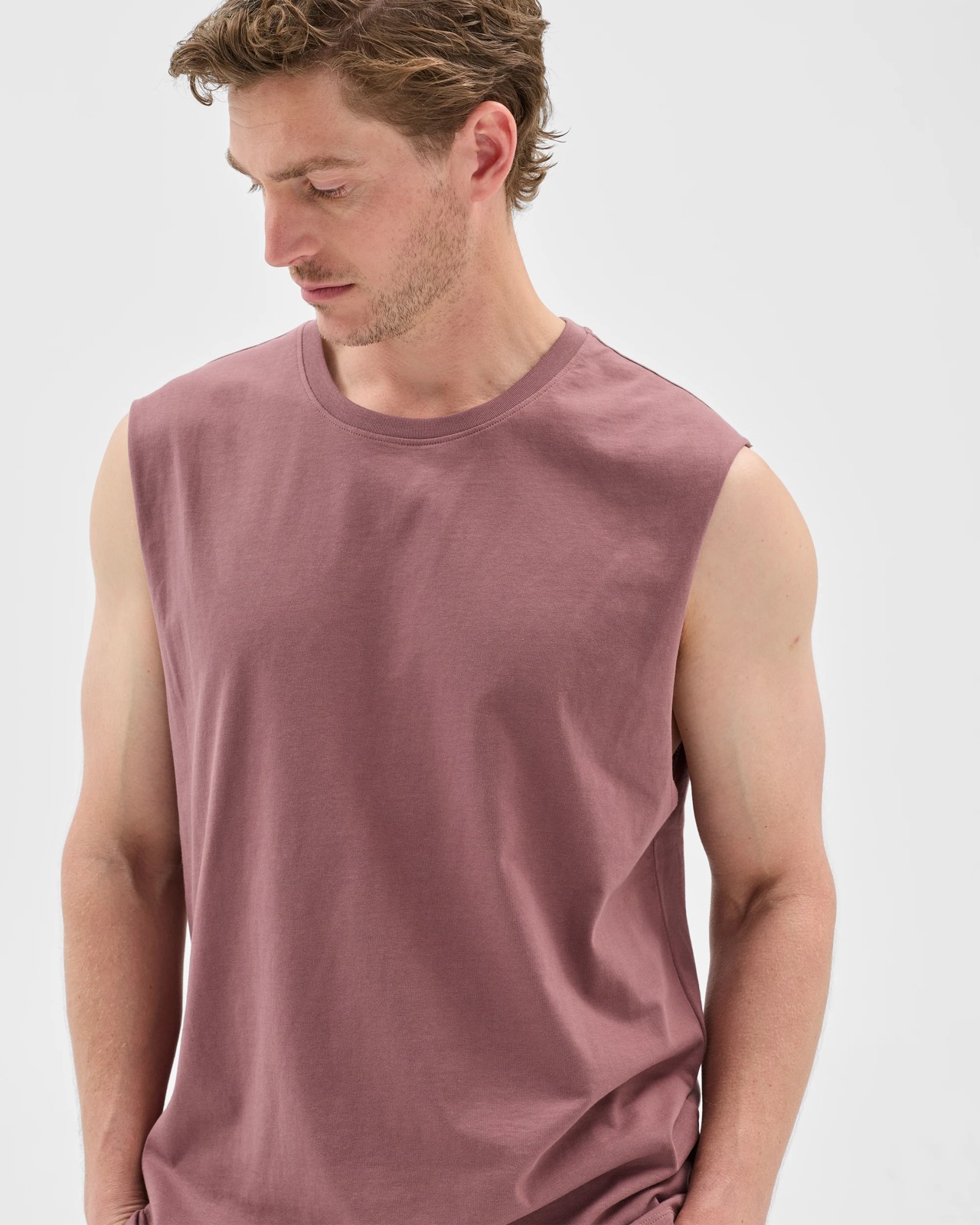 Australian Cotton Plain Tank Top  - Rose Taupe 5 of 5