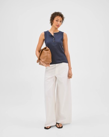Australian Cotton Henley Neck Rib Tank Top