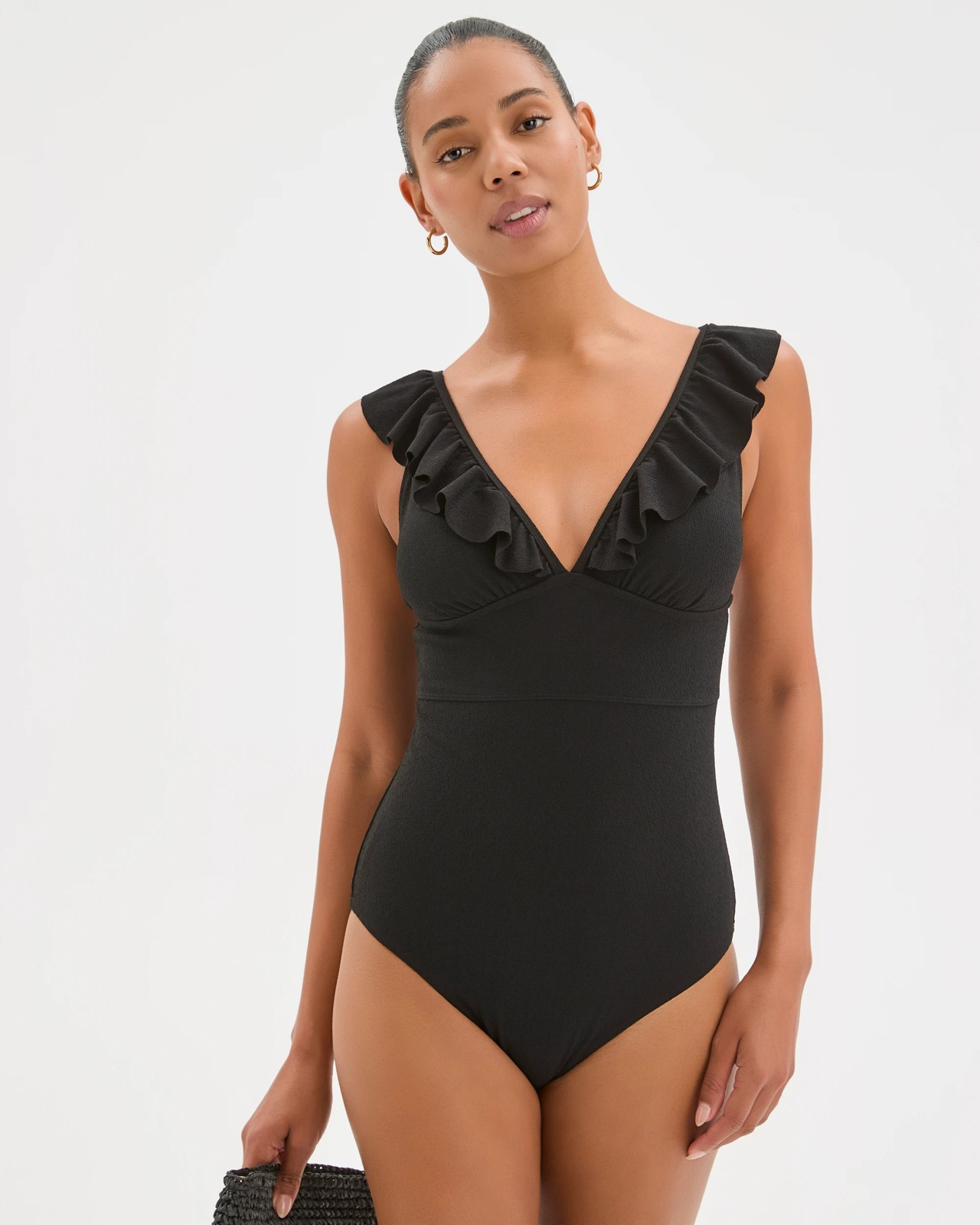 Shape Your Body Resort V-Neck Frill Soft Textured One-Piece Swimsuit 4 of 6