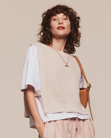 Australian Cotton Blend Knitted 2-fer Vest