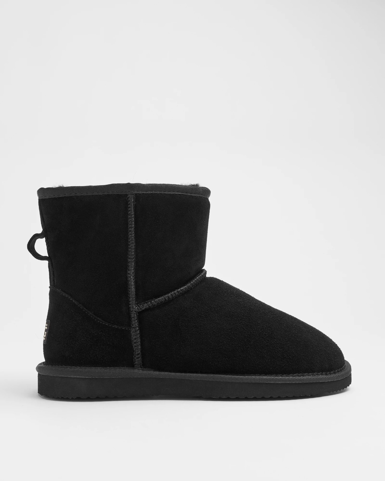 Mens Sheepskin and Leather Slipper Boot Black