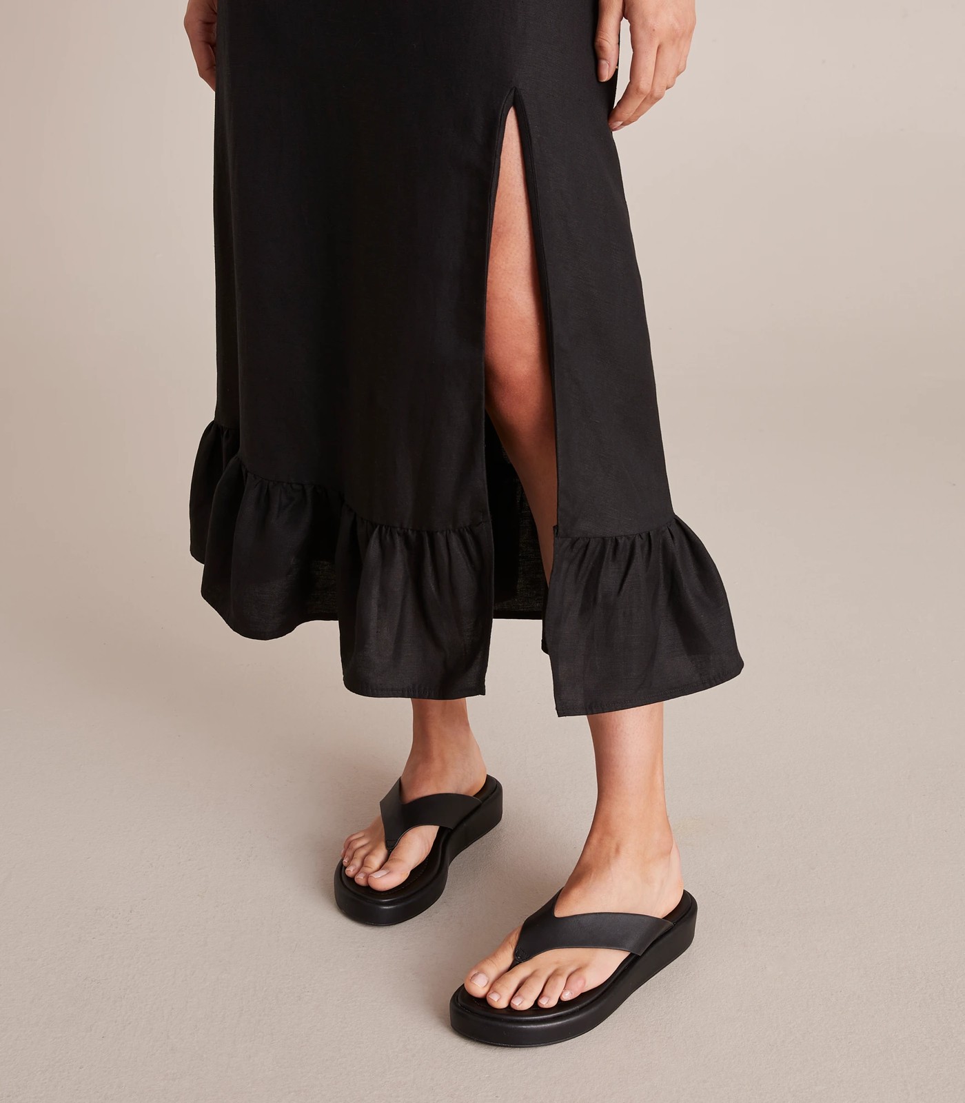 European Linen Blend Puff Sleeve Midi Dress - Lily Loves 6 of 6