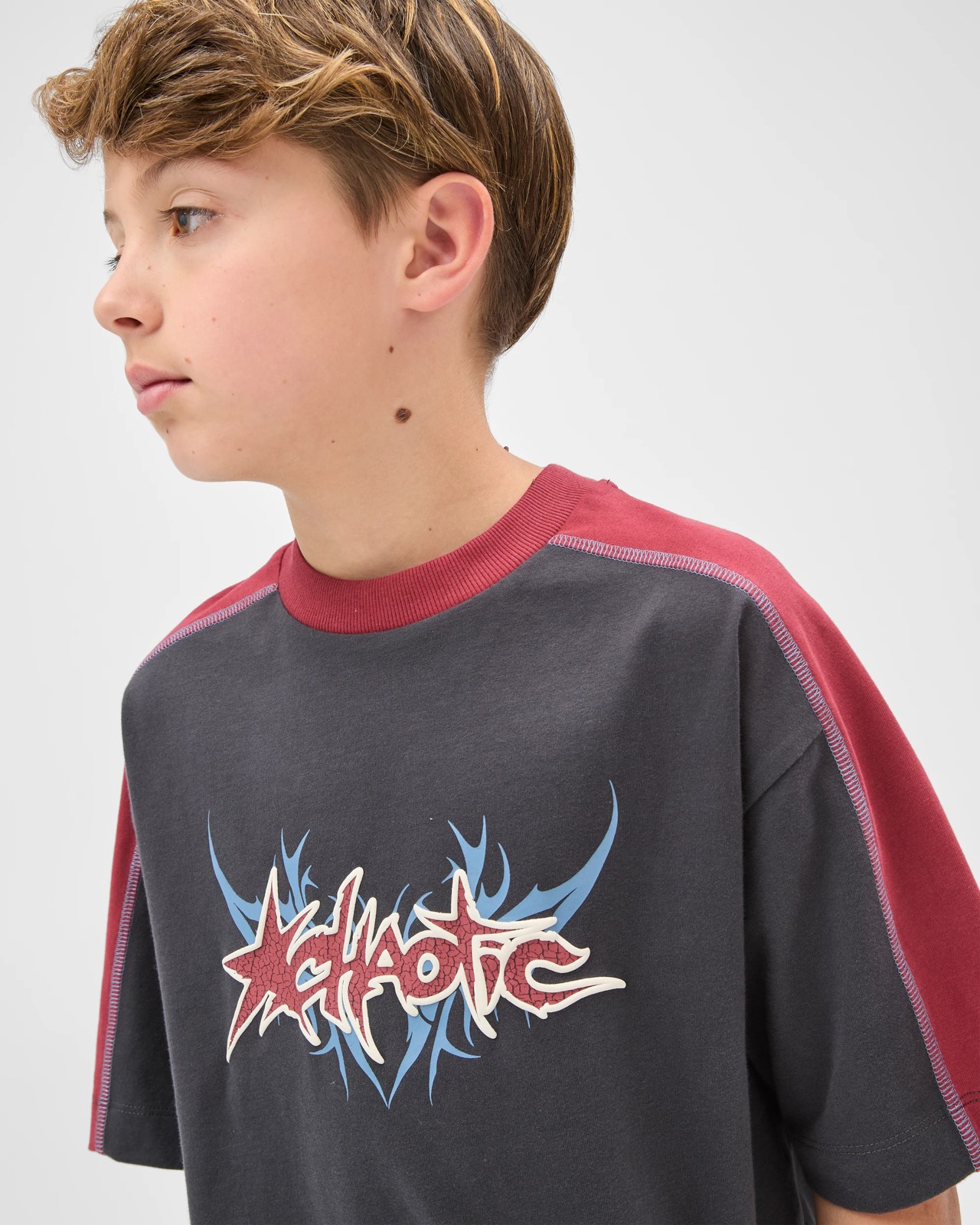 Australian Cotton Oversized Embellished T-Shirt - Charcoal 3 of 6