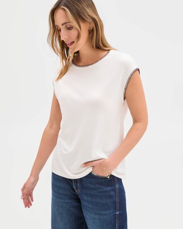 Short Sleeve Blanket Stitch T-Shirt