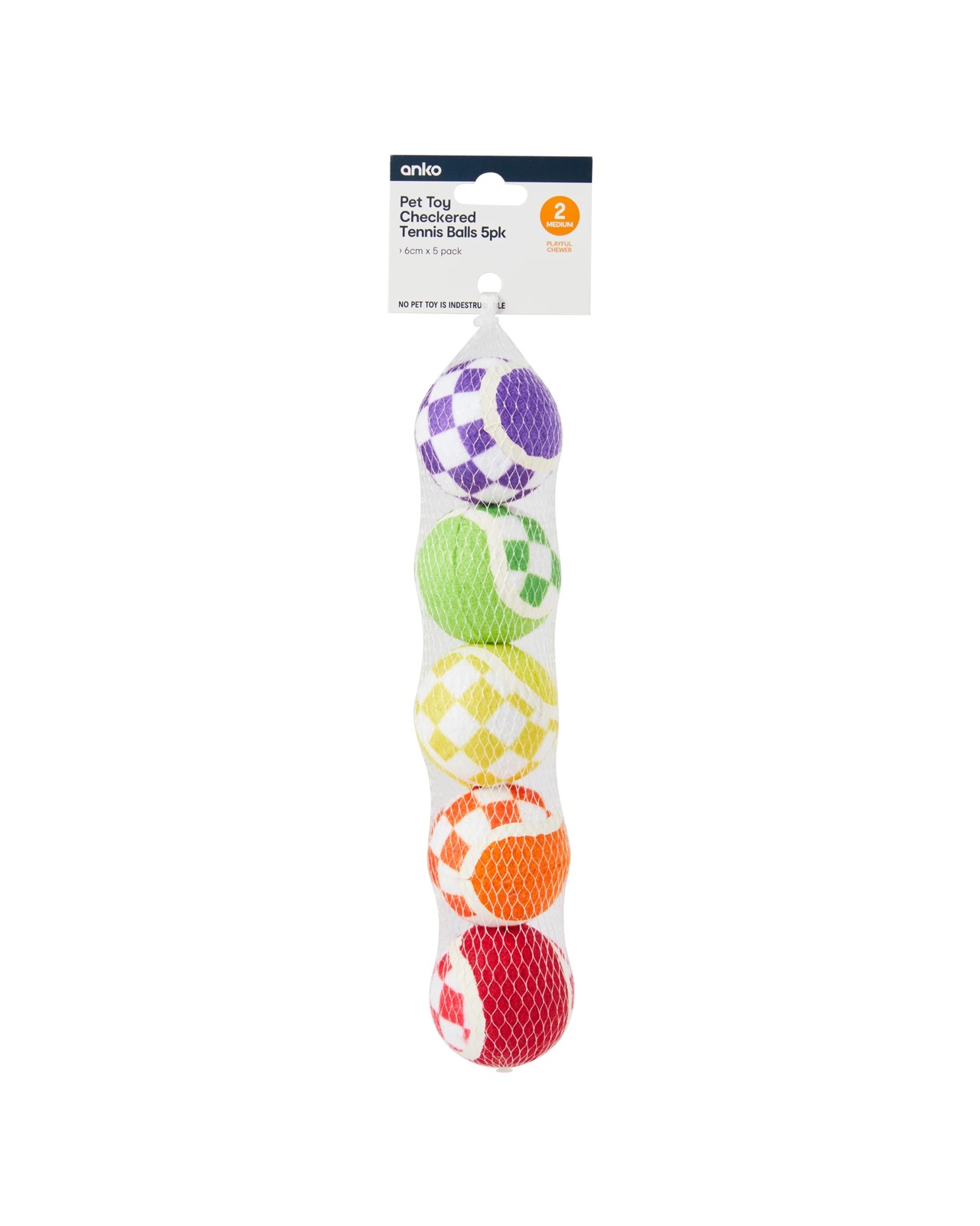 5 Pack Pet Toy Checkered Balls - Anko 3 of 3