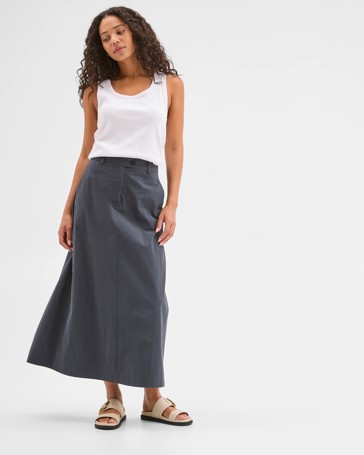 Australian Cotton Blend A-Line Maxi Skirt