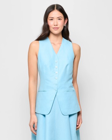 Linen Blend Longline Vest - Preview