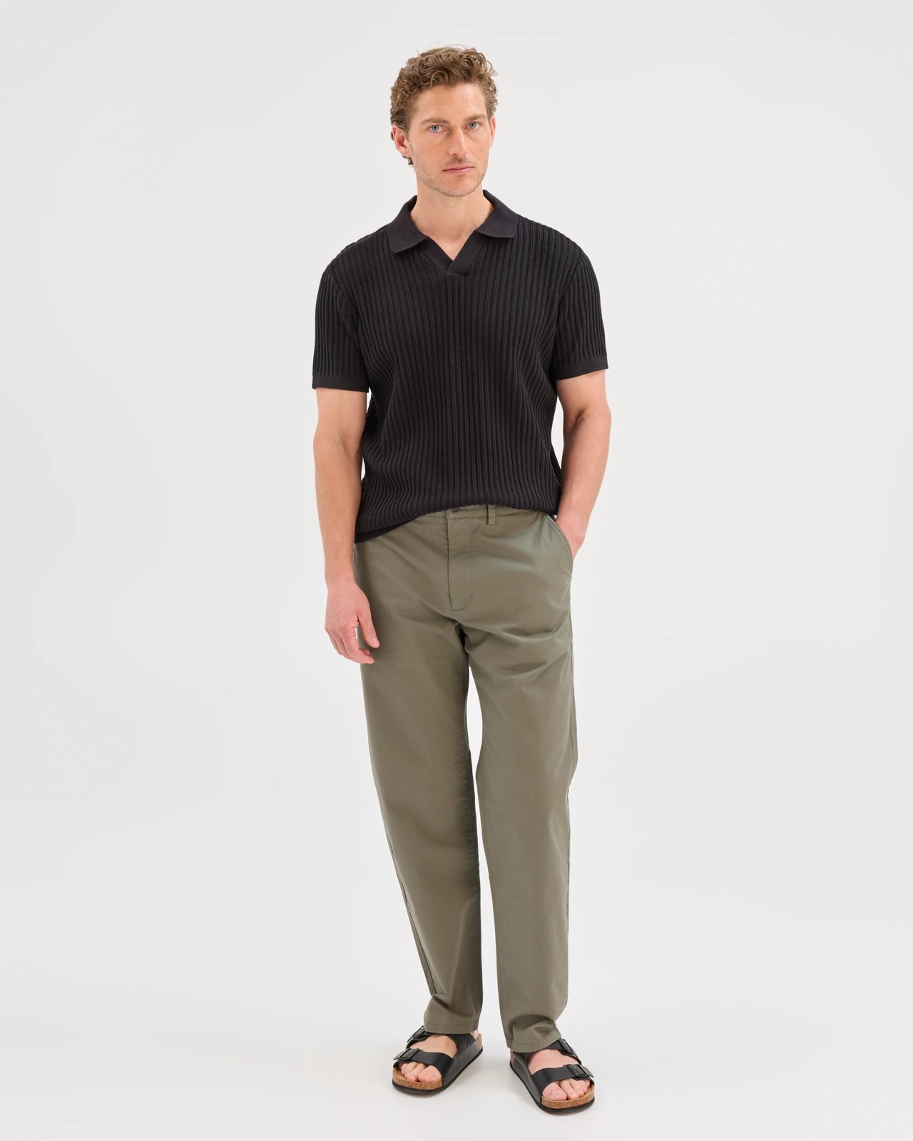 Australian Cotton Relaxed Fit Chino Pants  - Basil 2 of 6