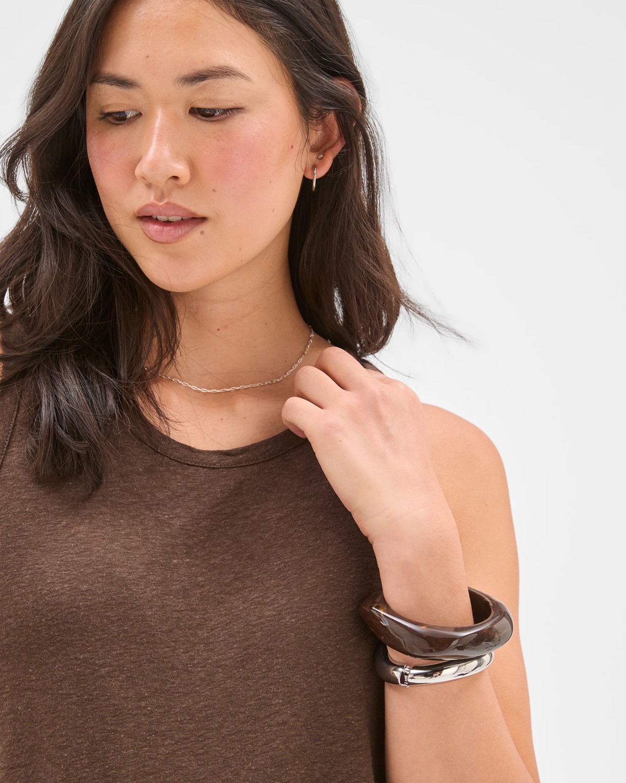 Linen Blend Relaxed Tank Top - Coffee Bean 5 of 5