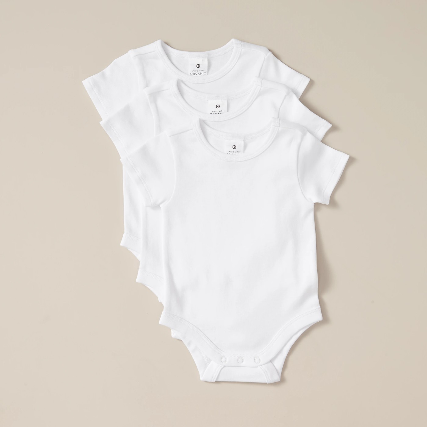 3 Pack Baby Organic Cotton Short Sleeve Bodysuits 5 of 5