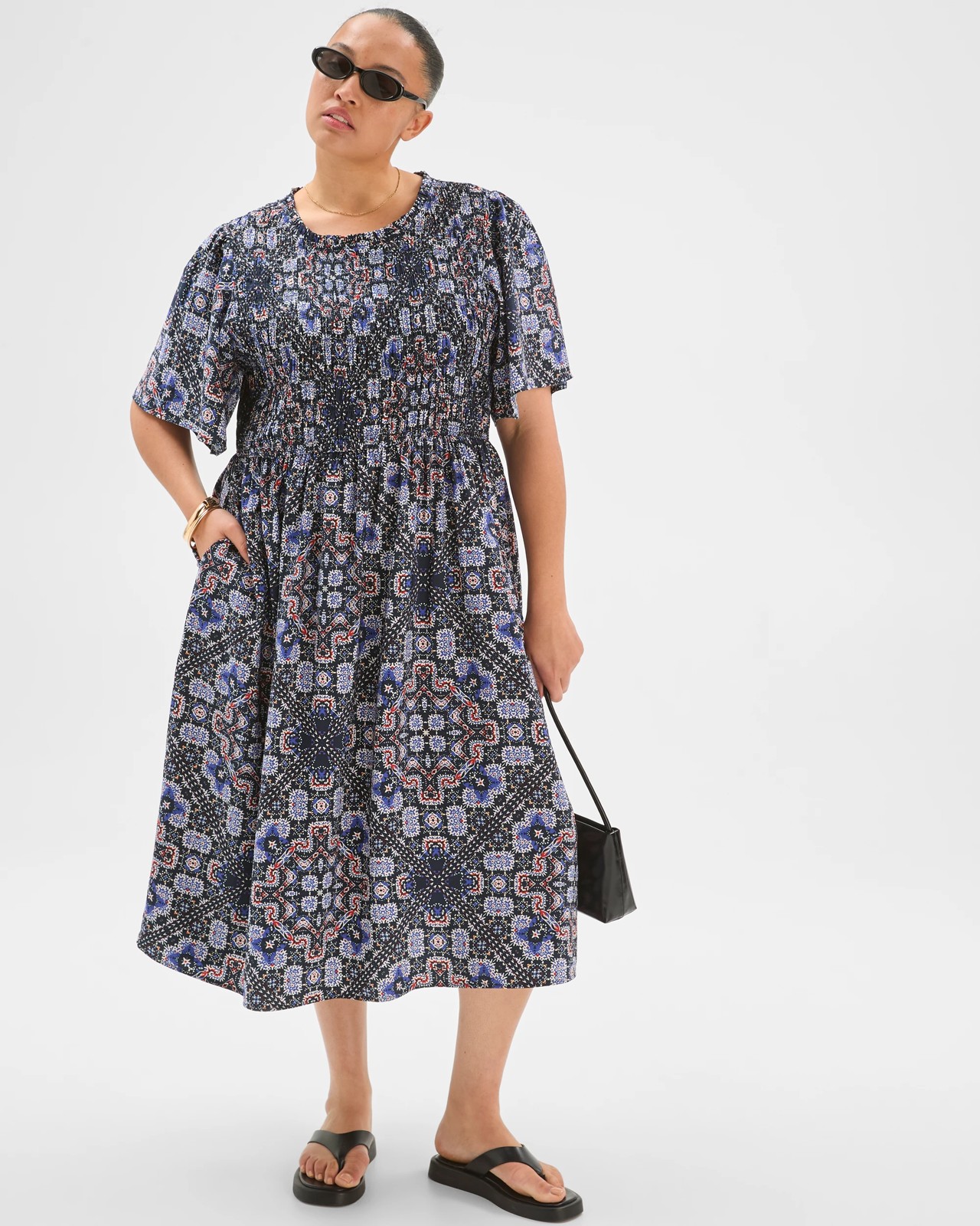 Plus Size Shirred Bodice Midi Dress 5 of 5