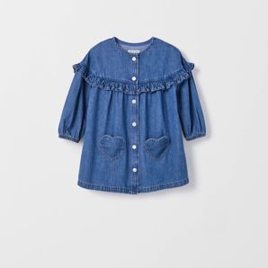 Denim Long Sleeve Ruffle Dress product image