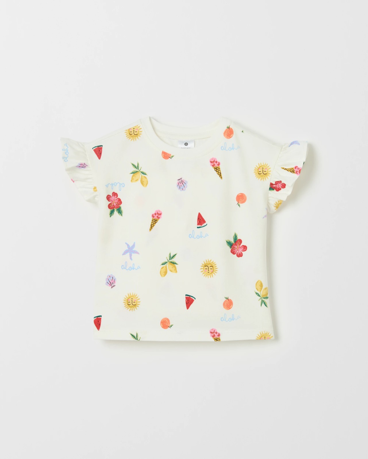 Baby Organic Cotton 3 Pack Ruffle Sleeve T-Shirts - Multi Summer Cloud Dancer 2 of 4