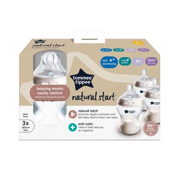 3 Pack Tommee Tippee Natural Start Baby Bottles