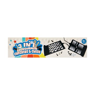 3-in-1 Backgammon, Checkers and Chess Game