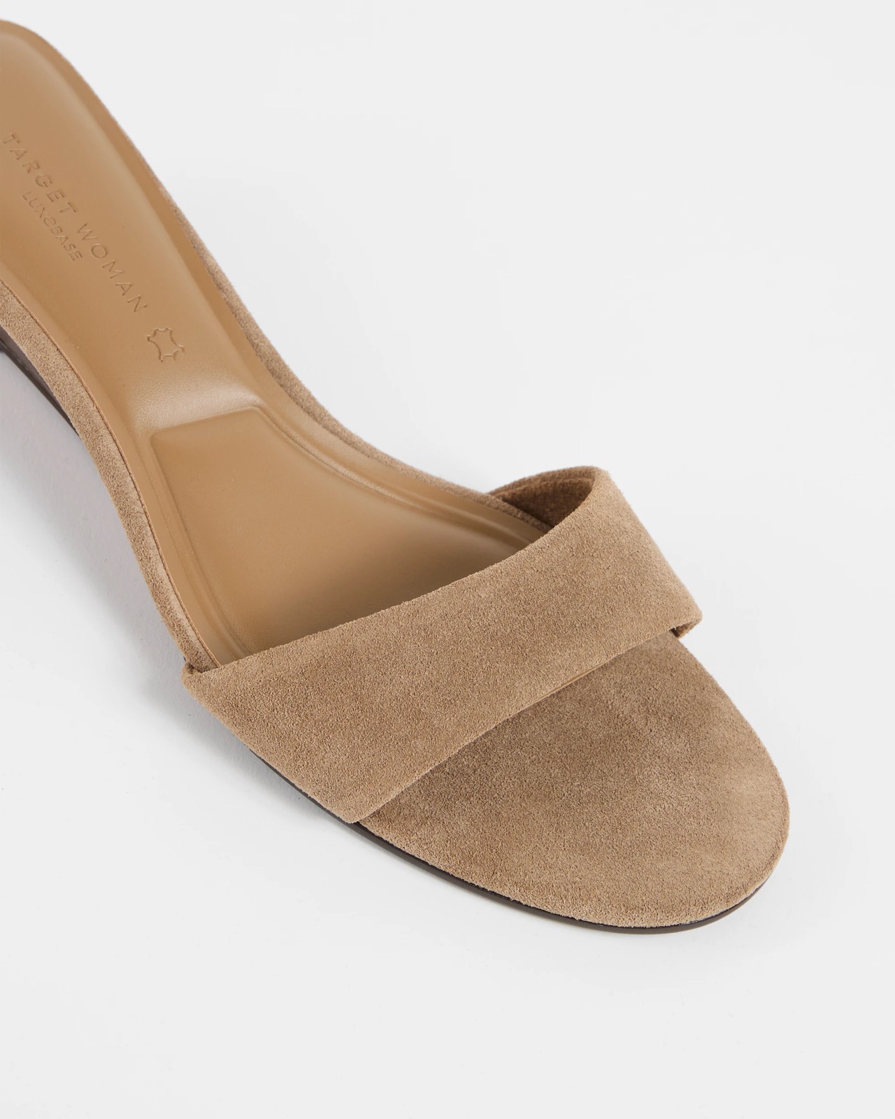 Genuine Suede Leather Single Strap Low Wedge Heels - Taupe 3 of 3