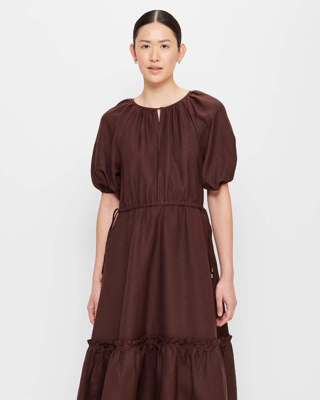 Linen Blend Tiered Midi Dress - Preview | Target Australia